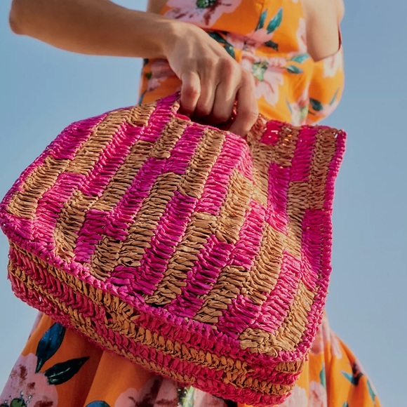 Free People Handbags - FREE PEOPLE BRUNCH DATE CROSS BODY CLUTCH BAG HOT PINK TAN